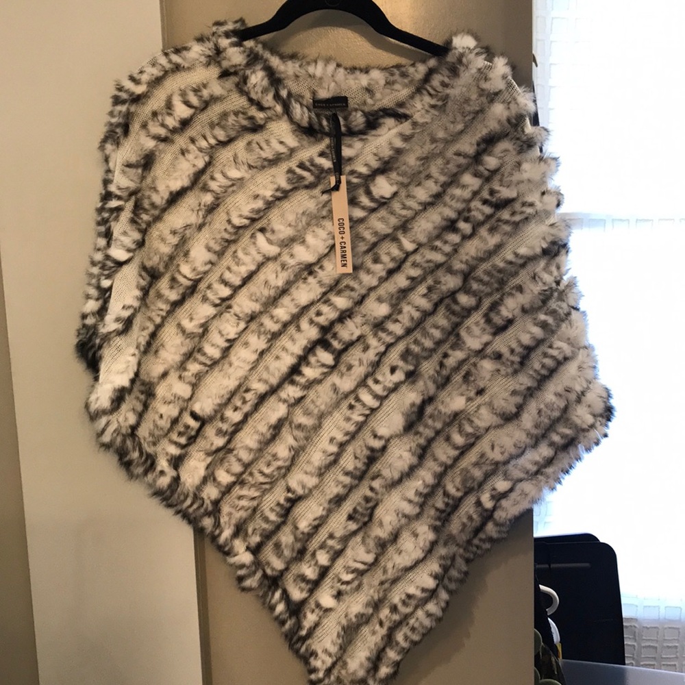 Coco and Carmen fur stripe poncho